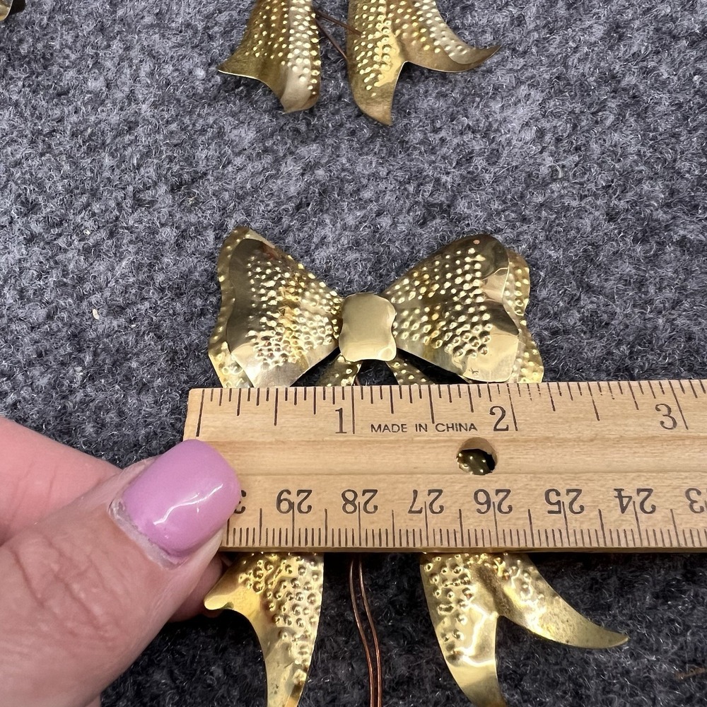 Vtg Home Interiors Trio Set Of 3 Brass Metal Punched Bows 3D Decor Wall Hanging - Picture 5 of 10